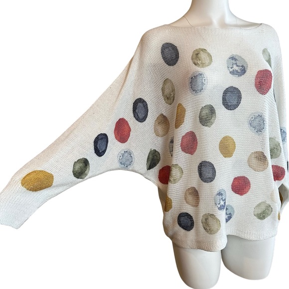 Moda Italia Polka Dot Knit Batwing Blouse Made in Italy Large L - Picture 3 of 7